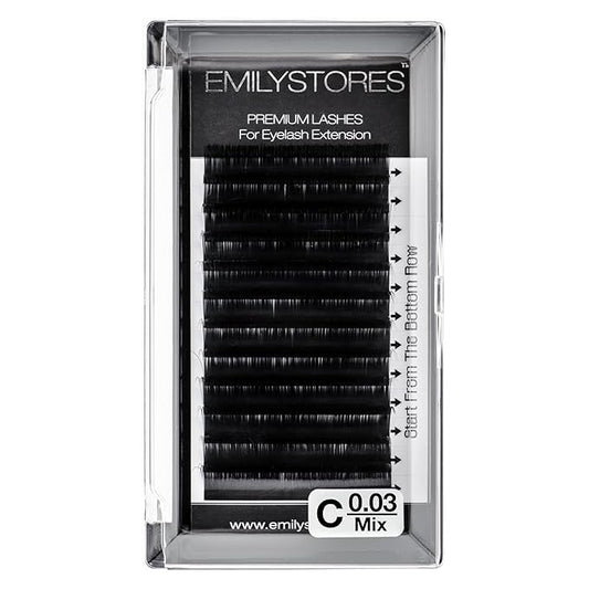 0.03mm Thickness C Curl Eyelash Extension 8-14MM Mixed Fine Soft Light-Weight Volume Individual Lash For Easy Fan Eyelash Extensions (8-14MM Mixed)