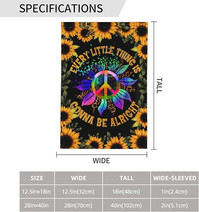 World Peace Sign Garden Flag for Outside 12"x18" Yard Flag Decoration Banner Decor Yard Flag Gifts