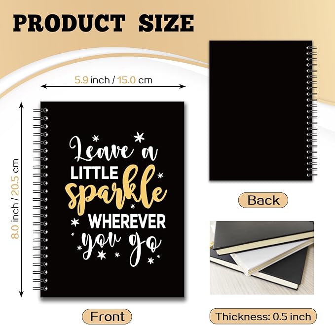 YAZMEEN Inspirational Blank Spiral Notebook（160 Pages） Leave A Little Sparkle Wherever You Go Hardcover Sketchbook Coworker Appreciation Gifts Funny Notebook Birthday Gifts for Colleague Best Friend