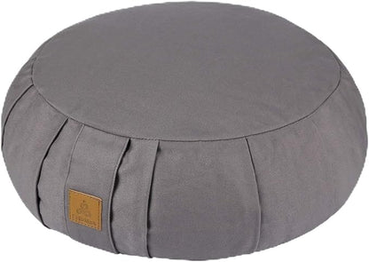 Round Zafu Meditation Cushion D=16" H=5.5" Zabuton Meditation Pillow Yoga Bolster Yoga Pillow Floor seat Zippered Organic Cotton Cover Natural Buckwheat kneeling pillow-Large
