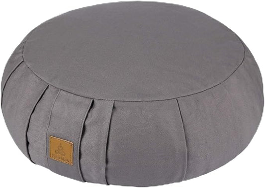 Round Zafu Meditation Cushion D=16" H=5.5" Zabuton Meditation Pillow Yoga Bolster Yoga Pillow Floor seat Zippered Organic Cotton Cover Natural Buckwheat kneeling pillow-Large