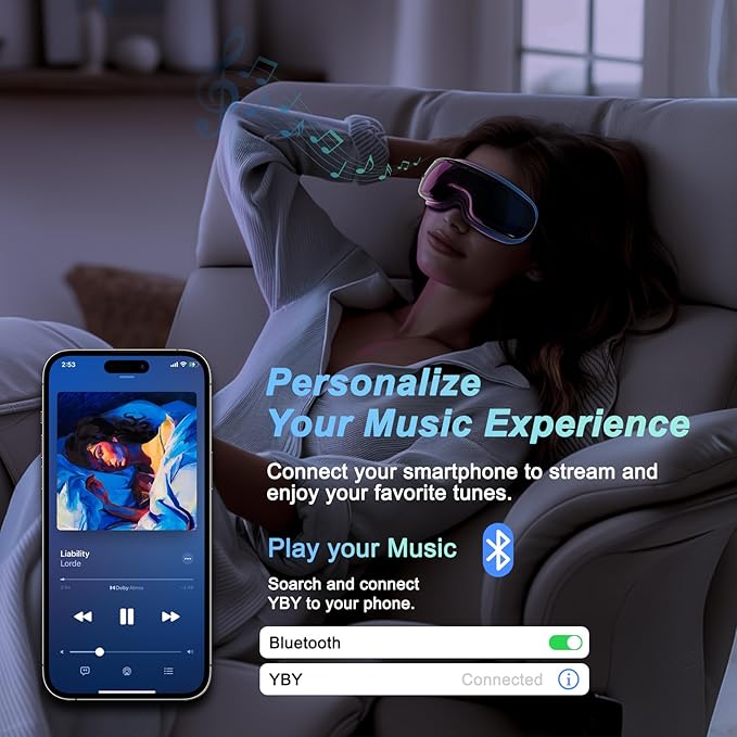 Eye Massager with Heat,Heated Eye Mask, Compression Massage,Eye Massager for Migraine Relief, Reduces Dark Circles & Strain, Improves Sleep, Ideal Gift for Men/Women,Black