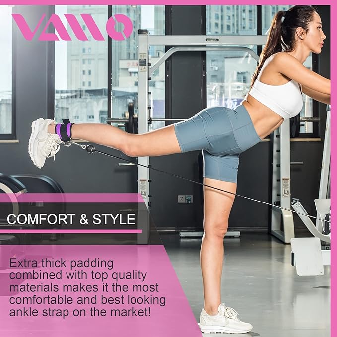 VAIIO Ankle Straps for Cable Machines,Adjustable Comfort fit Neoprene, Reinforce Double D-Ring - Premium Ankle Cuffs to Improve Abdominal Muscles, Lift The Butts, Tone The Legs for Men & Women