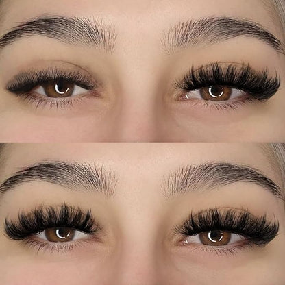 Lashes False Wispy Eyelashes Volume Cat Eye Lash Strips Fake Mink Eyelash Pack Natural Look Fluffy Full Strip Lashes Set Clear Band Easy Eyelashes for Beginners with Cluster Looking