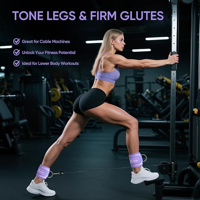 FitBeast Ankle Straps for Cable Machines Women, Glute Kickback Ankle Strap Set with Gym Handles for Cables & Ankle Cable Straps for Workout - Gym Attachments for Cable Machine