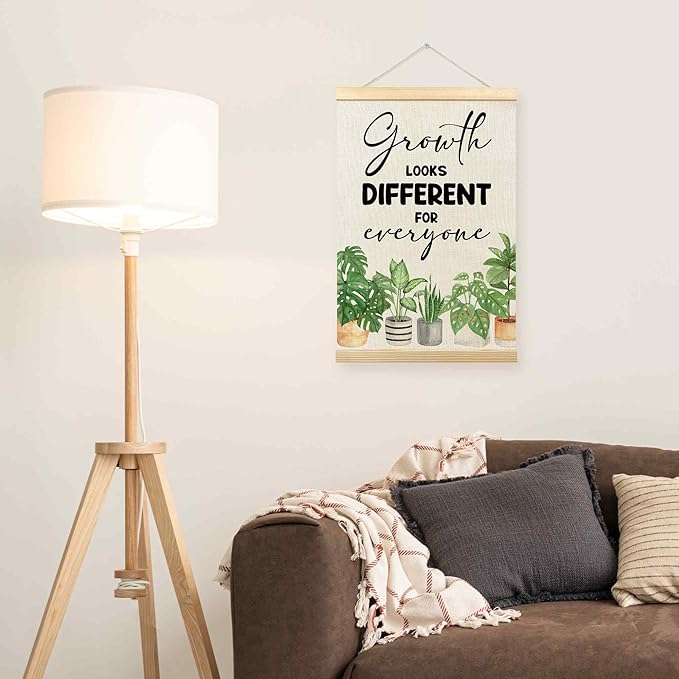 TLESKE Classroom Mental Health Poster Hanger Frame, Positive Affirmations Hanging Wall Art Room Decor for School Counseling Therapy Office, Growth Looks Different for Everyone Prints Pictures, 16x24
