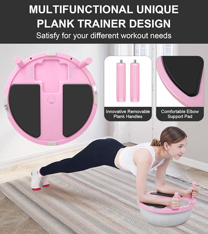 Balance Ball Trainer,Inflatable Yoga Plank Exercise Ball With Plank &Game,Half Balance Trainer With Extra Yoga Ball & Resistance Bands For Home Gym Workout Core Strength Training.