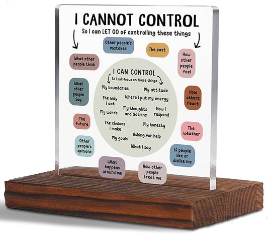 YODOCAMP I Can Control Psychology Student Graduation Gift Clear Acrylic 4.7 x 2.7 Inches Rectangular Tabletop Sign, Modern Inspirational Therapist Office Decor Plaque
