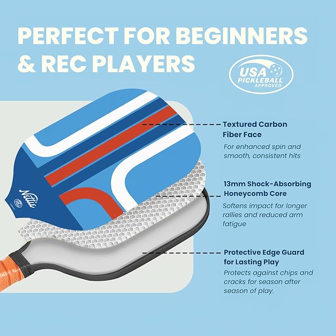 Pickleball Paddles, Carbon Fiber Pickleball Paddles Set of 1/2/4, USAPA Approved 13mm Polymer Core Pickleball Set for Intermediate, Stylish Pickleball Gifts