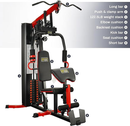 Fitvids Home Gym, Workout Equipment with Leg Press, Exercise Equipment for Home with Pulley System, Home Gym Equipment for Full