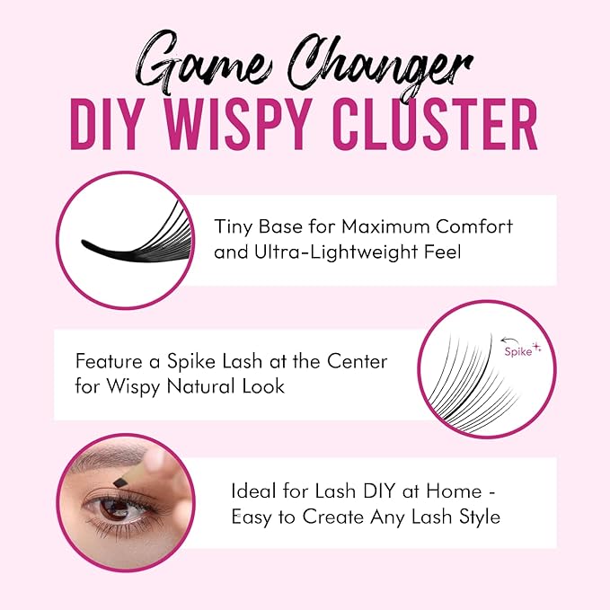 DIY Wispy Individual Lash Clusters 96pcs 20D C Curl 0.07 9-16mm Mixed Lengths - Eyelash Clusters Wispy Volume Natural Look Eyelash Extension at Home by Eyesy Lash
