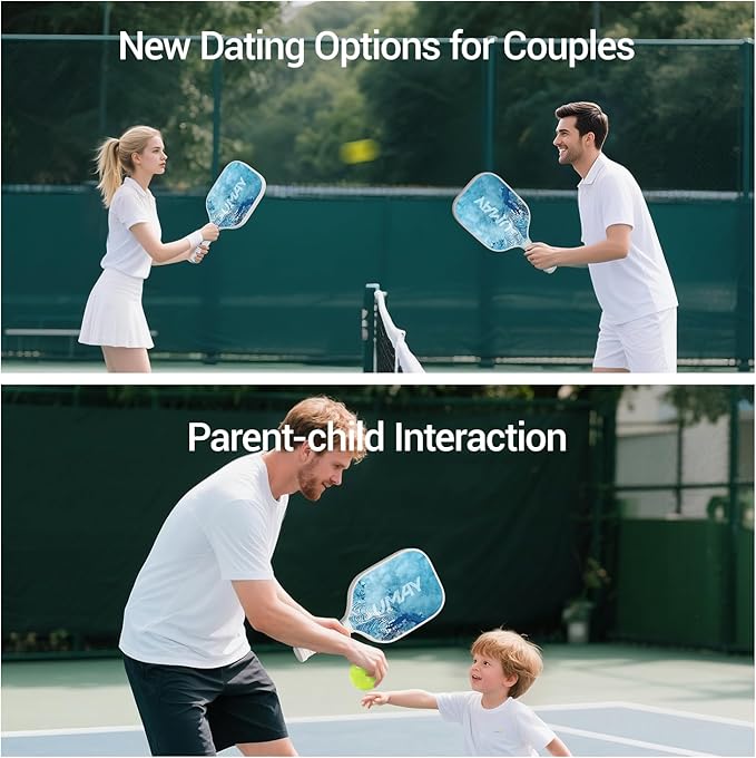 UMAY Fitness Pickleball Paddles Set of 2, USAPA Approved Fiberglass Surface Pickleball Rackets with 6 Indoor & Outdoor Pickleball Balls, Pickleball Bag and 2 Grip Tapes for Beginners Pros Men Women