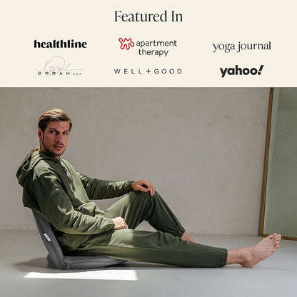 Mindful Modern Meditation Chair | Adjustable Floor Chair with Back Support | Padded Floor Seat for Posture Support and Comfort | Portable Folds Flat for Storage | Indoor/Outdoor Use | Slate Grey