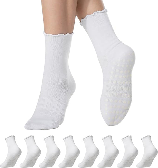CoolMate Pilates Socks with Grips for Women, Yoga Socks, Crew Non Slip Women for Workout, Barre, Pilates Gifts