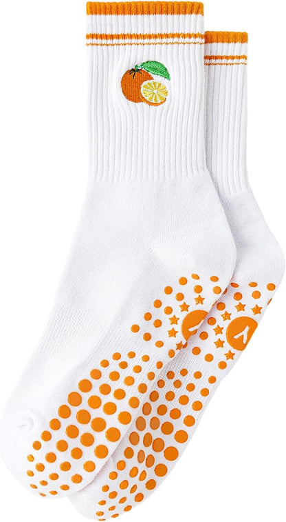 Yawlsow Pilates Grip Socks for Women Yoga Grippy Socks Cute Barre Non Skid Athletic Crew Sticky Sock Workout Hospital