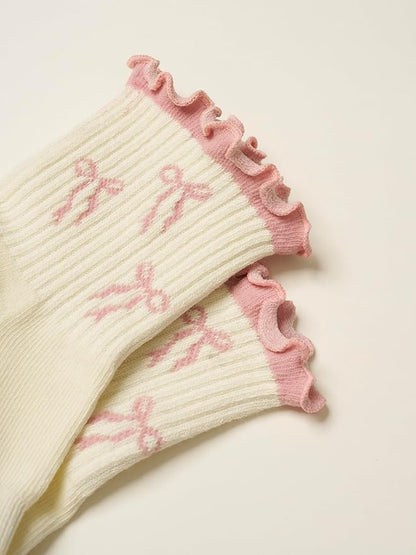 Crew Half Calf Grip Socks, Cutest Fruits Pilates Socks, Ruffle socks, Non-Slip, Barre Yoga Fitness