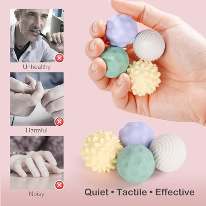 Fidget Toys Adults – 4PCS Magnetic Silicone Stress Balls for Anxiety, Focus & ADHD Relief, Textured Sensory Desk Gadgets, Stocking Stuffers or Relaxing Gifts for Women, Teens, Girls