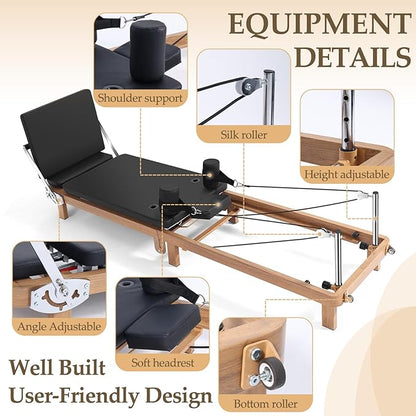 Foldable Pilates Reformer Machine,Extended 88in Metal Frame Pilates Equipment for Home Women Men Use Gym Workout & Advanced and Beginners Users , Dual Resistance System (Spring & Latex Tubes)