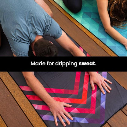 Yoga Drip Yoga Towel - Non Slip Hot Yoga Mat Towel With Corner Pockets, No-Skid Grip, and Built-in Alignment Lines | Soft, Moisture Wicking, and Sweat Absorbent | No Bunching, Stays in Place 72" x 25"