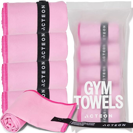 Acteon Microfiber Gym Towels 5 Pack – Quick Dry, Silver ION Odor-Free, Super Absorbent Sweat Towels for Women, Workout, Yoga, Tennis, Running, Swimming, Travel – 16x30.5 Inch (Lavender Rose)