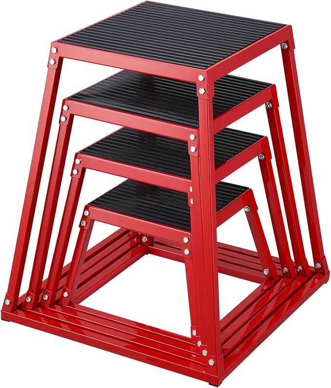 VEVOR Plyometric Jump Box, 18 Inch Plyo Box, Steel Plyometric Platform and Jumping Agility Box, Anti-Slip Fitness Exercise Step Up Box for Home Gym Training, Conditioning Strength Training