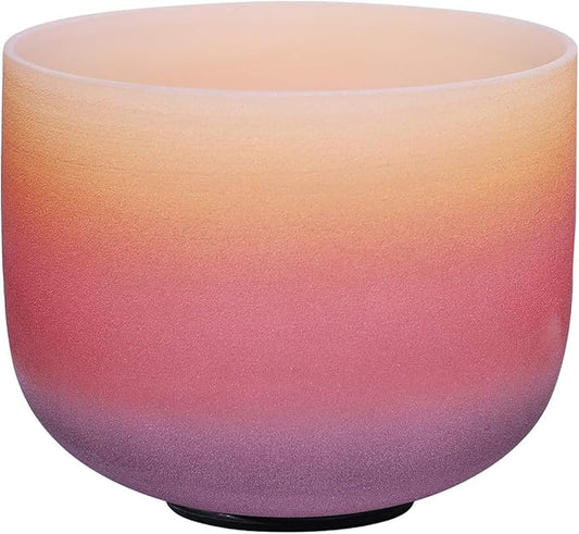432 Hz E Solar Plexus Chakra Rainbow Colored Frosted Quartz Crystal Singing Bowl 8 inch