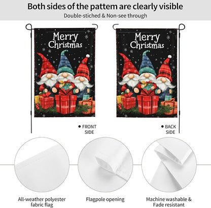 Merry Christmas Gnomes Garden Flag 12x18 In Double Sided Yard Flags Lawn Sign Decor No Flagstand