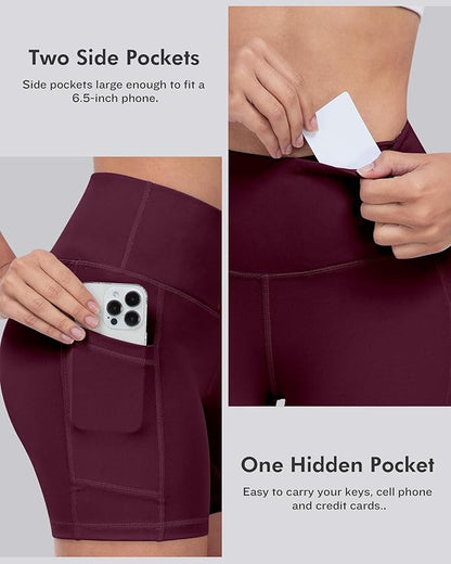 LZYVOO Biker Spandex Shorts Women, High Waisted Tummy Control Workout Yoga Shorts with Pockets