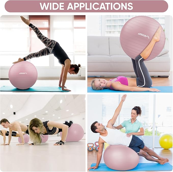 APEXUP Yoga Ball Exercise Ball Anti Slip Heavy Duty for Fitness, Balance & Core Workout