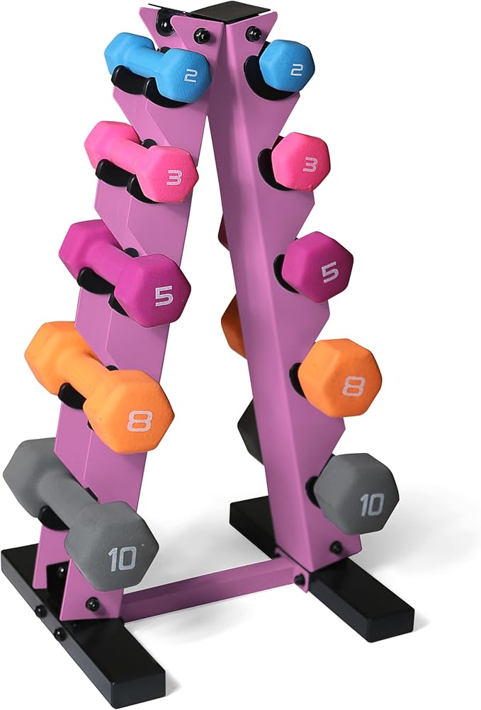 WF Athletic Supply Dumbbell Rack, 5-Tier A-Frame Dumbbell Rack for Dumbbell Storage, Color Options Available in Black/White/Green/Yellow/Red/Pink/Orange & Blue
