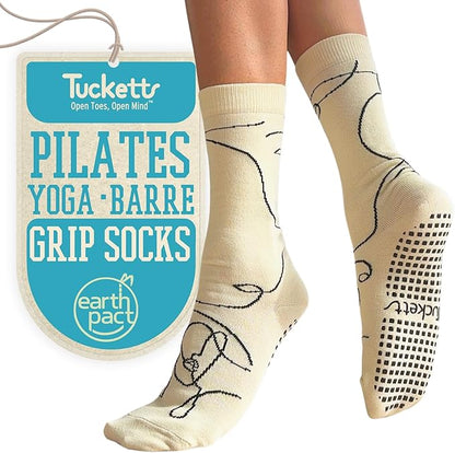 Tucketts Crew Closed Toes Non-Slip Grip Socks - Anti Skid Yoga, Barre, Pilates, Home & Leisure, Pedicure