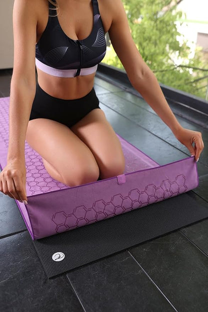 Eunzel Yoga Towel for Hot Yoga,Non-Slip Double Sided Silicone Grip Towel Absorbent Microfiber Towel for Hot Yoga, Vinyasa and Power 26.5"x72", Purple