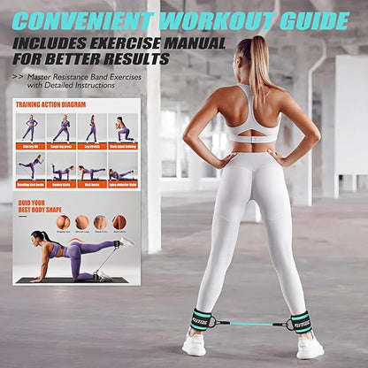 Ankle Resistance Bands with Cuffs for Women & Men - 3-Level Adjustable Leg & Glute Workout Equipment, Portable Home Gym Exercise Bands for Kickbacks, Hip Thrusts, Yoga, Strength Training
