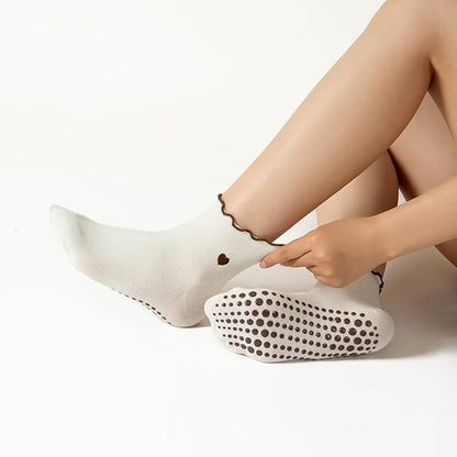 3/6 Pairs Cute Pilates Socks with Grips,Yoga Socks Barre Sock Non Slip Embroidery for Barre Ballet Barefoot Workout