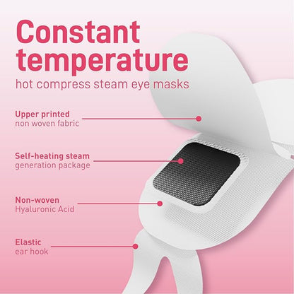 Steam Eye Mask, Heated Eye Mask for Sleep,Warm Compress with Hyaluronic Acid,Moist Heat for Dry Eye Relief,Spa,Stye Eye Treatment,Travel Essentials & Relaxation Gifts,Rose 20 Packs