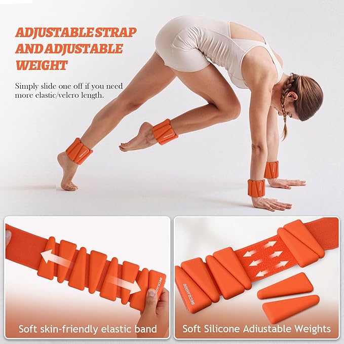 Ankle Weights Set of 2 (1 lb/2 lb/3 lb Each) Adjustable Wrist Weights for Women Men Wearable Arm Leg Weight for Pilates, Running, Walking, Workout, Yoga