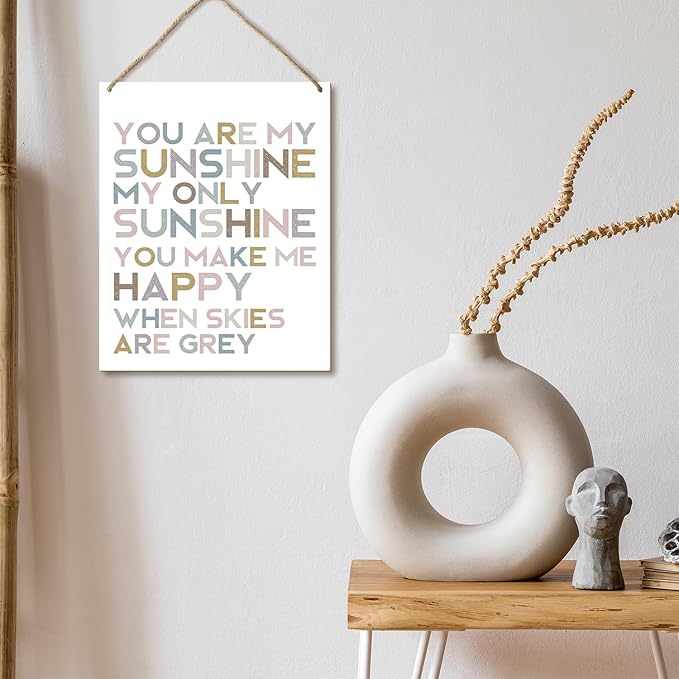 Hanging Plaque With Rope, Home Wall Decor Wood You are My Sunshine Only Sunshine Sign, Door Decor Motivational Wood Hang Sign for Study Dining Room Bedroom Kitchen, Farmhouse Art Plaque Gift -26