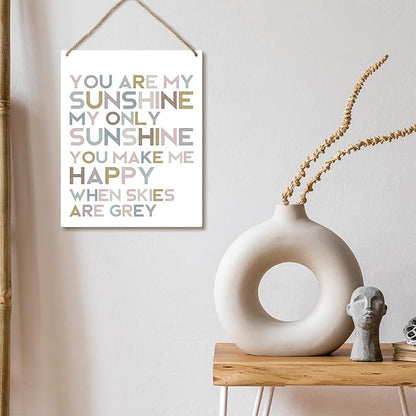 Hanging Plaque With Rope, Home Wall Decor Wood You are My Sunshine Only Sunshine Sign, Door Decor Motivational Wood Hang Sign for Study Dining Room Bedroom Kitchen, Farmhouse Art Plaque Gift -26