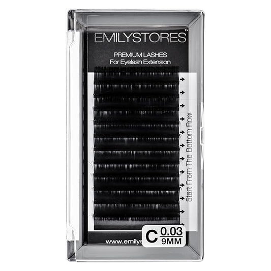 0.03mm Thickness C Curl Eyelash Extension 9MM Fine Soft Light-Weight Volume Individual Lash For Easy Fan Eyelash Extensions (9MM)