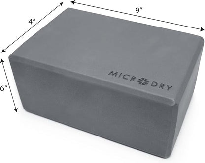 MICRODRY - Stretching & Exercise Foam Blocks, Yoga, Pilates Equipment for Home Workouts, Fitness Accessories for Home & Gym, Slip-Resistant, EVA Foam Block, 9 x 4 x 6 inches