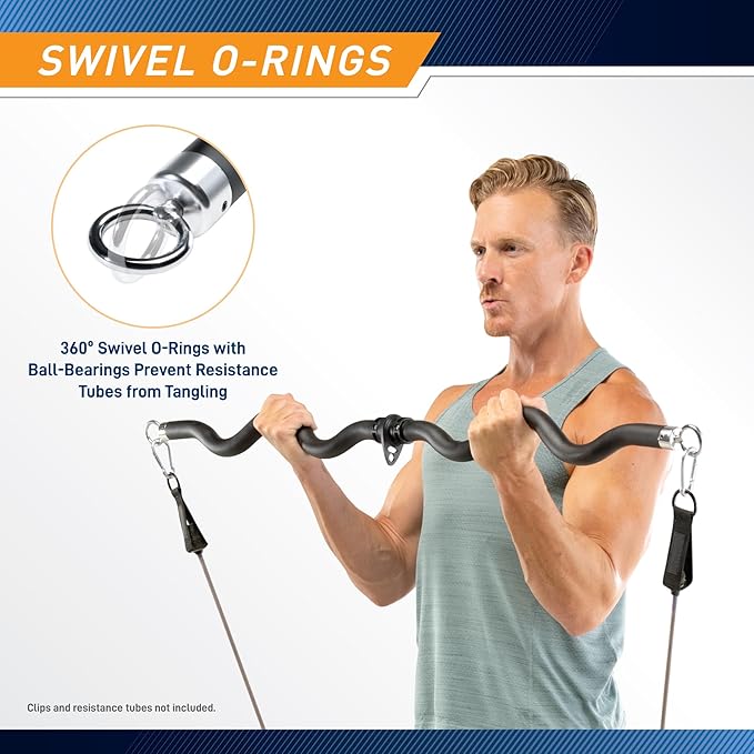 Bionic Body Deluxe Exercise Curl Bar for Lats, Curls and More BBEB-7355 Black 47 inches