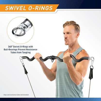 Bionic Body Deluxe Exercise Curl Bar for Lats, Curls and More BBEB-7355 Black 47 inches