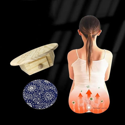 Smokeless Moxa Cone Burner Box - Moxibustion Sit Chair & Cushion Set for Home Therapy, Meditation, Yoga, Relax