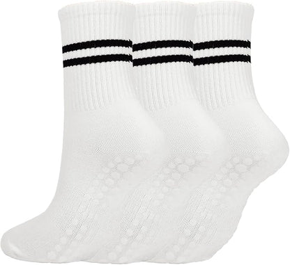 3/6 Pairs Cute Pilates Socks with Grips,Yoga Socks Barre Sock Non Slip Embroidery for Barre Ballet Barefoot Workout
