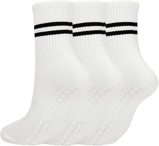 3/6 Pairs Cute Pilates Socks with Grips,Yoga Socks Barre Sock Non Slip Embroidery for Barre Ballet Barefoot Workout