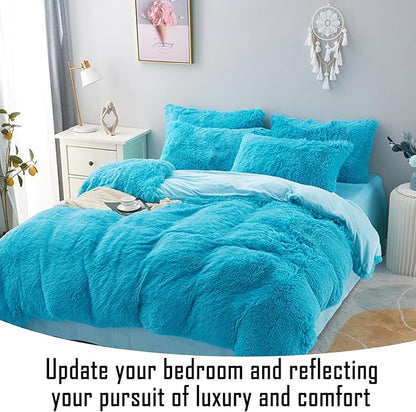 MorroMorn Flower Pillow Shaped Throw Pillows, 20" Floor Pillow Butt Cushion - Fluffy Shaggy Daisy Floral Decorative Pillows for Bed Couch Sofa Chair Cute Plush Faux Fur Room Decor (Aqua)
