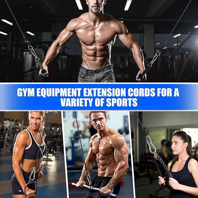 TOBWOLF Gym Cable Extension, Fitness Extension Rope Attachment Compatible with Home Gym Accessories Thick 0.2", Replacement Gym Cable Machine Extension for LAT/Tricep Pull Down, Leg Extensions Machine