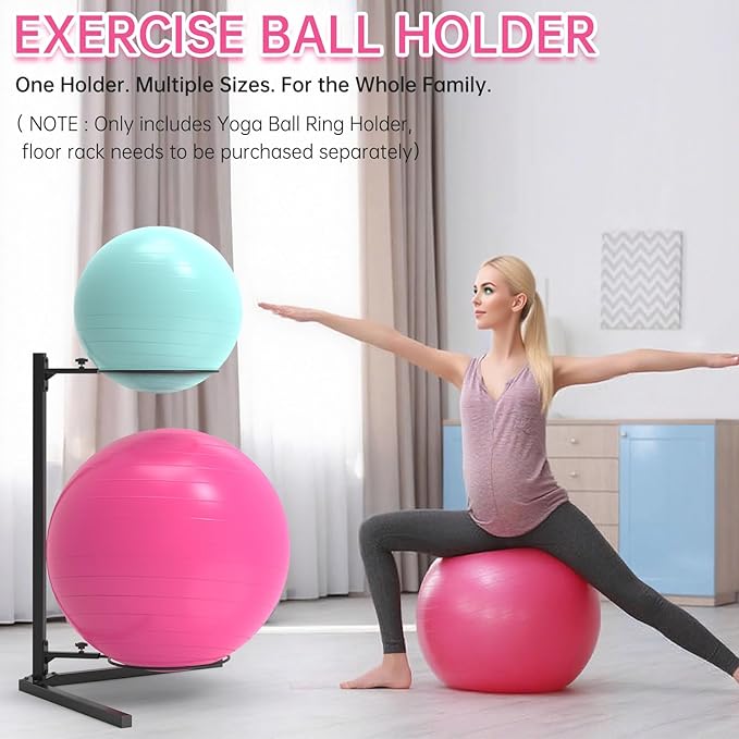 Universal Wall Mounted Yoga Ball Holder 12 Inch, Adjustable Metal Exercise Ball Storage Rack for 14-30 Inch Stability Balls, Stability Ball Holder for Home Gym/Garage (2pack)