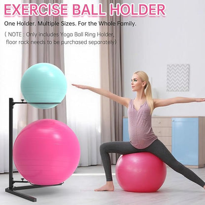 Universal Wall Mounted Yoga Ball Holder 12 Inch, Adjustable Metal Exercise Ball Storage Rack for 14-30 Inch Stability Balls, Stability Ball Holder for Home Gym/Garage (2pack)