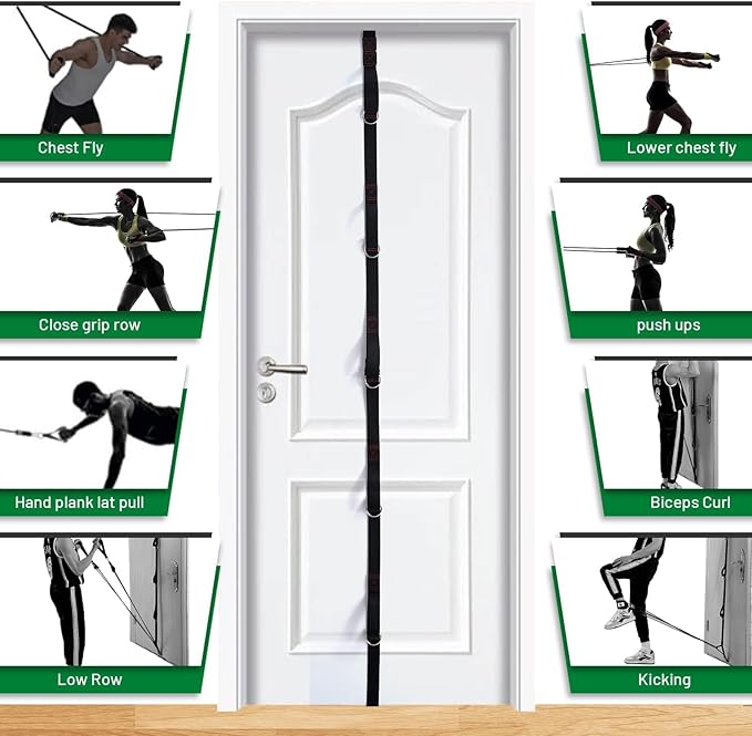 Slim Panda Door Anchor Strap for Resistance Bands, Door Resistance Bands for Workouts, Strength Training, Portable Door Gym Attachment for Home Fitness, Multi Point Anchor Workout Equipment